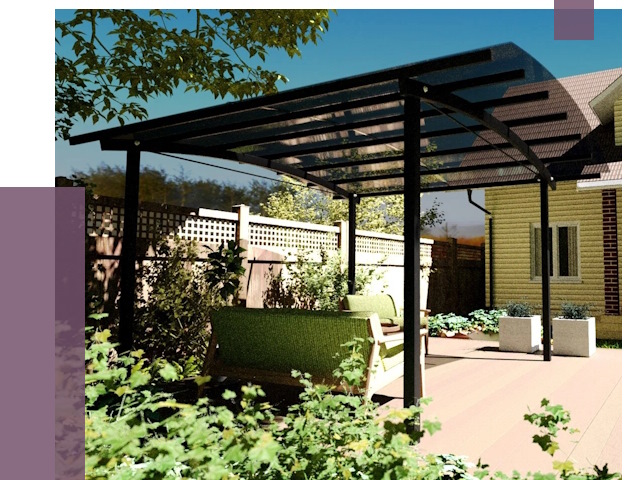 Навесы для террасы в Искитиме от 12995 руб. под ключ | ПРОЛЁТ-Скм