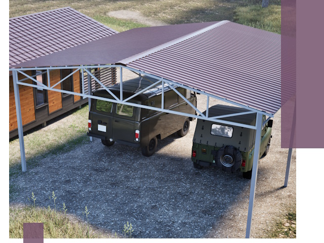 Двускатные навесы под ключ в Искитиме — изготовление и монтаж