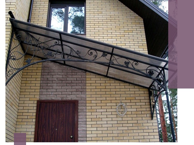 Односкатные козырьки из металла под ключ в Искитиме